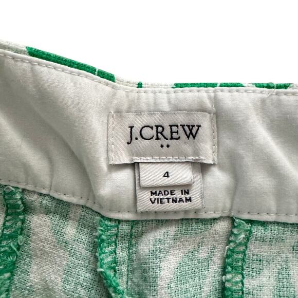 J. Crew 5" Basketweave Shorts Women Sz 4 Green White tropical leaf print 1216 - Picture 4 of 8